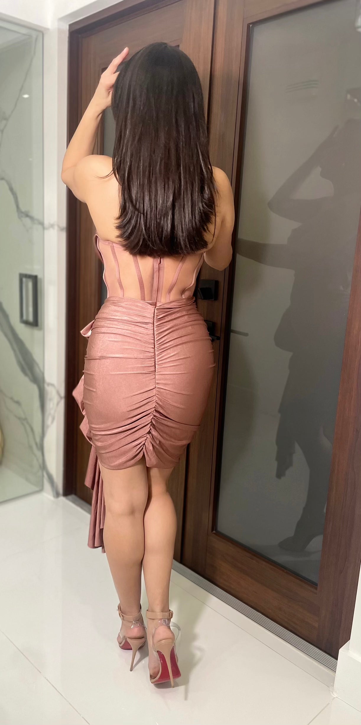 Muave Mesh Mini Dress