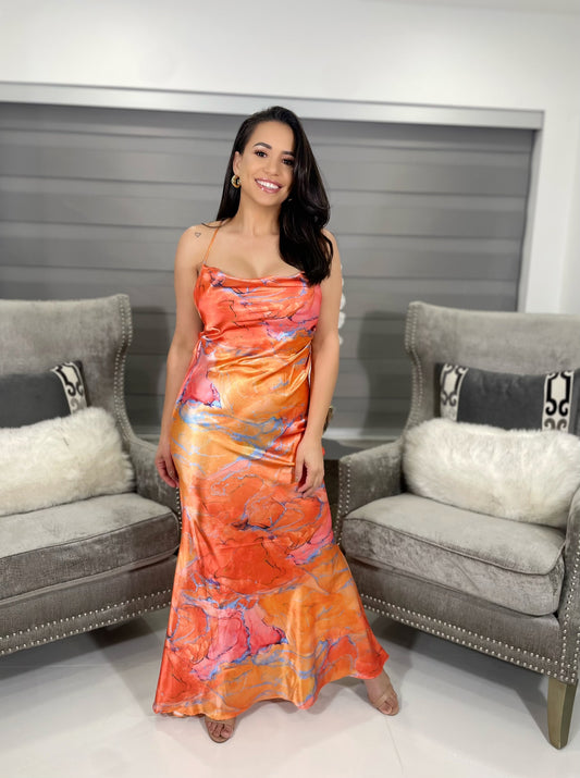 Marble Chain Slip Dress