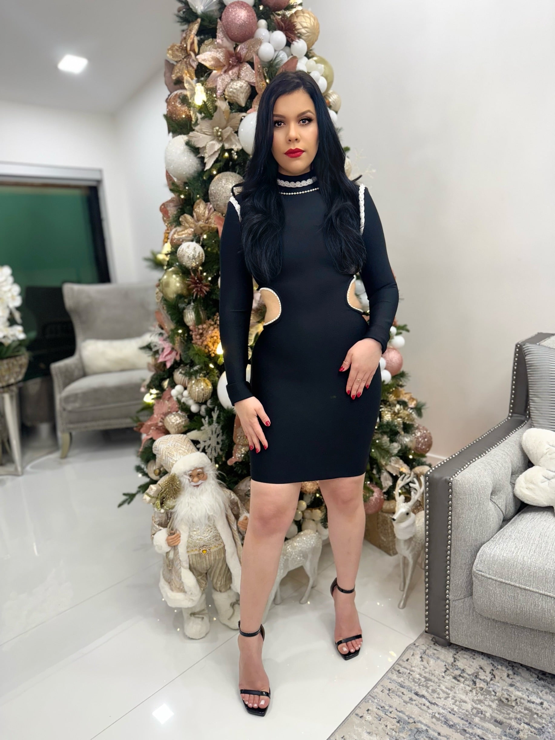 Elegant Mock &Pearls Bodycon Dress – LA VERT BOUTIQUE