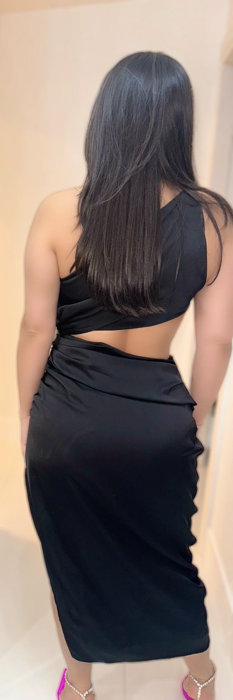 Emme Cut Out Satin Midi Dress