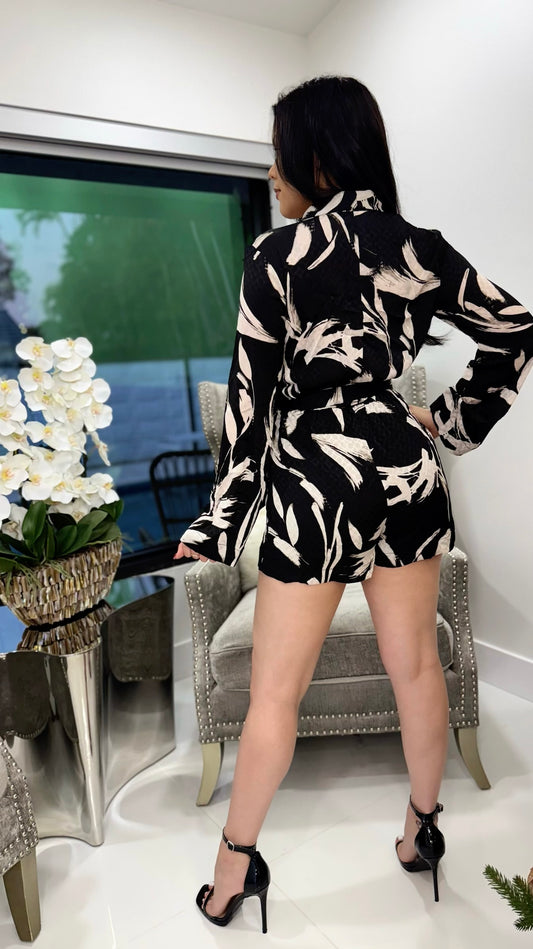 Black- Ivory Vendima Tie Romper