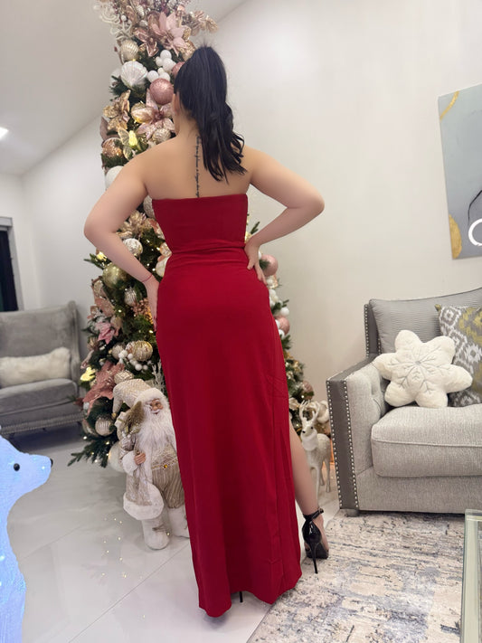 Embellished Wide Slit Dress